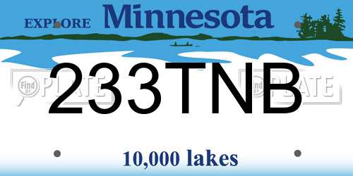 233TNB Minnesota License Plate