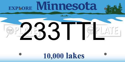 233TTL Minnesota License Plate