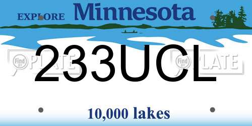 233UCL Minnesota License Plate