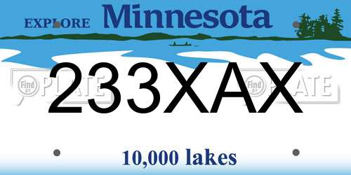 233XAX Minnesota License Plate