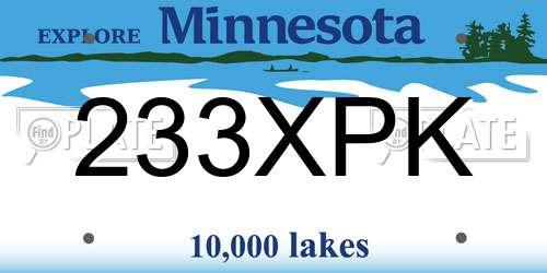 233XPK Minnesota License Plate