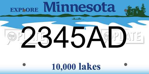 2345AD Minnesota License Plate