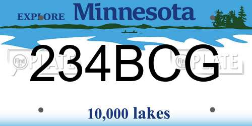 234BCG Minnesota License Plate