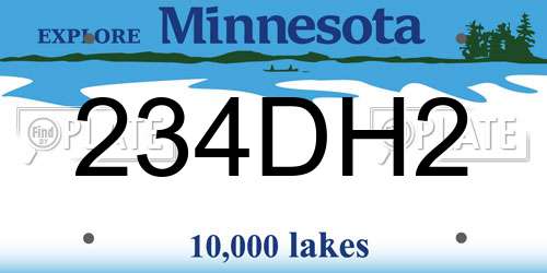 234DH2 Minnesota License Plate