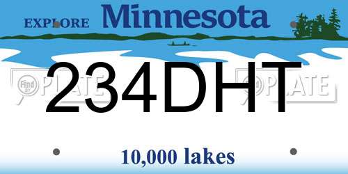 234DHT Minnesota License Plate