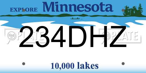 234DHZ Minnesota License Plate