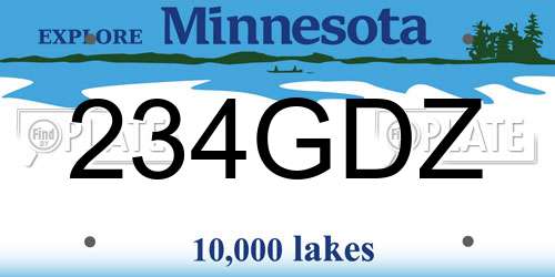234GDZ Minnesota License Plate