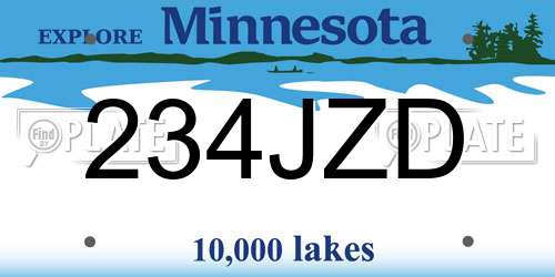234JZD Minnesota License Plate