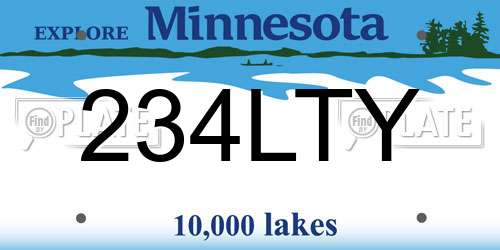 234LTY Minnesota License Plate