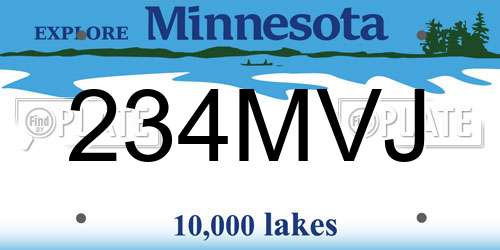 234MVJ Minnesota License Plate