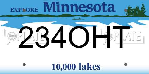 234OHT Minnesota License Plate