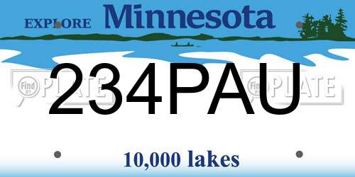 234PAU Minnesota License Plate