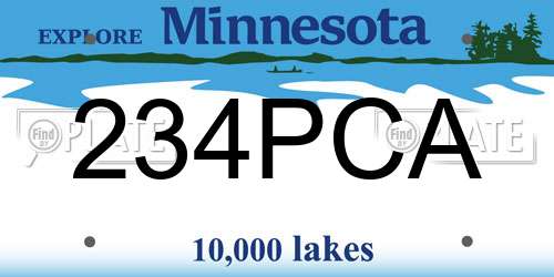 234PCA Minnesota License Plate
