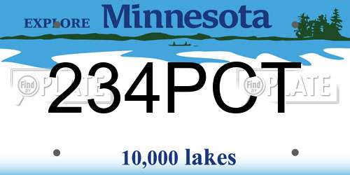 234PCT Minnesota License Plate
