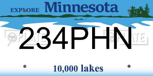 234PHN Minnesota License Plate