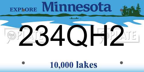 234QH2 Minnesota License Plate