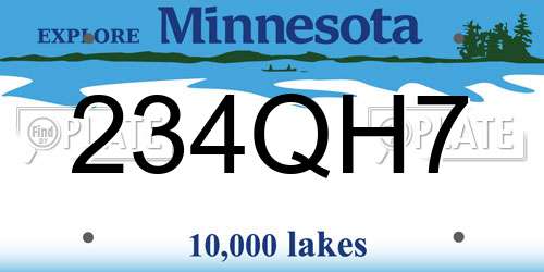 234QH7 Minnesota License Plate