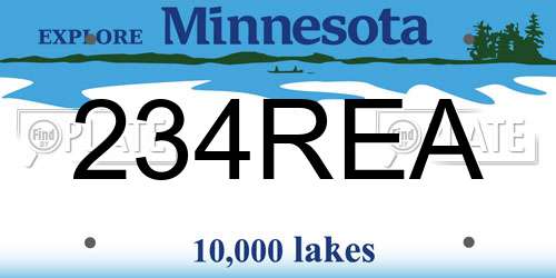 234REA Minnesota License Plate