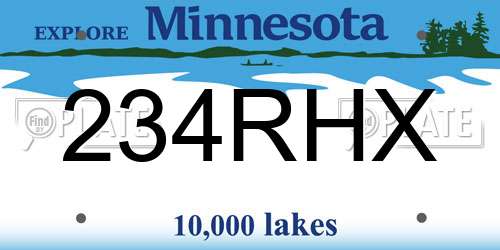 234RHX Minnesota License Plate