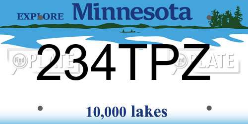 234TPZ Minnesota License Plate