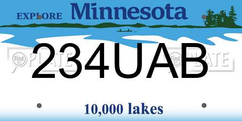 234UAB Minnesota License Plate