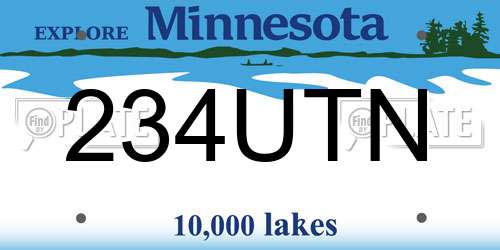 234UTN Minnesota License Plate