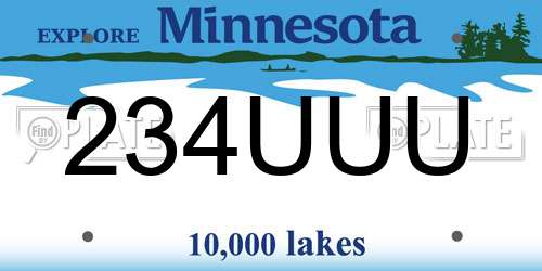 234UUU Minnesota License Plate