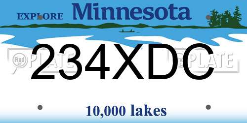 234XDC Minnesota License Plate