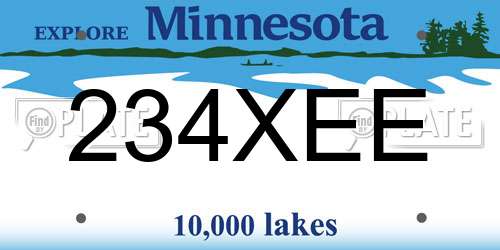 234XEE Minnesota License Plate