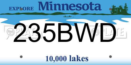 235BWD Minnesota License Plate