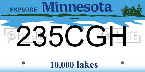 235CGH Minnesota License Plate