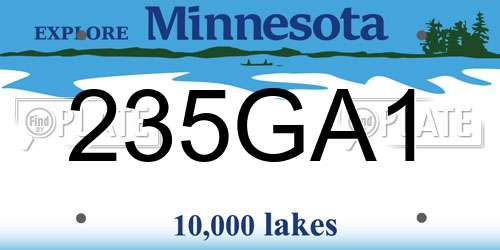 235GA1 Minnesota License Plate