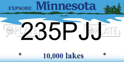 235PJJ Minnesota License Plate