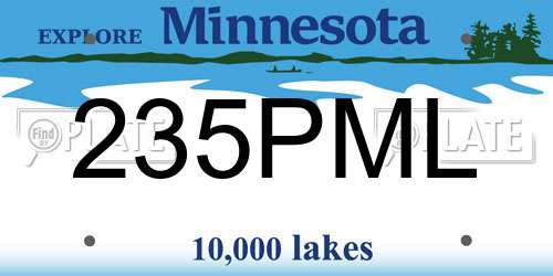 235PML Minnesota License Plate