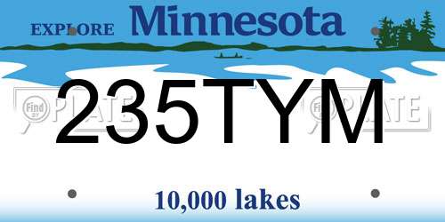 235TYM Minnesota License Plate