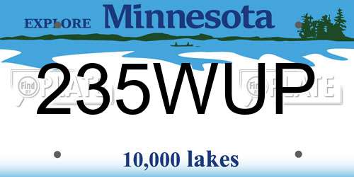 235WUP Minnesota License Plate