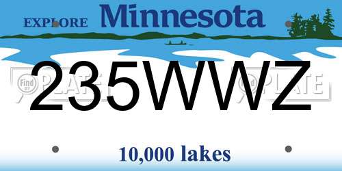 235WWZ Minnesota License Plate