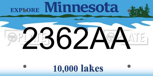 2362AA Minnesota License Plate
