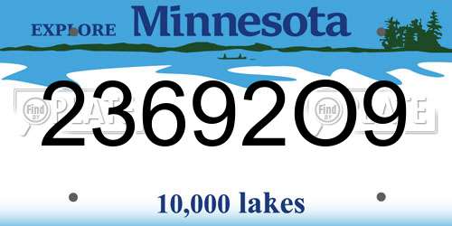 23692O9 Minnesota License Plate