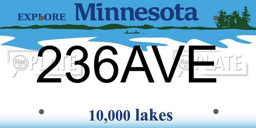 236AVE Minnesota License Plate
