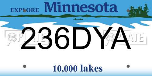 236DYA Minnesota License Plate