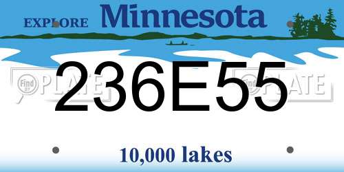 236E55 Minnesota License Plate