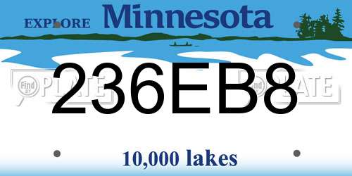 236EB8 Minnesota License Plate