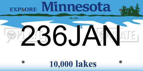 236JAN Minnesota License Plate