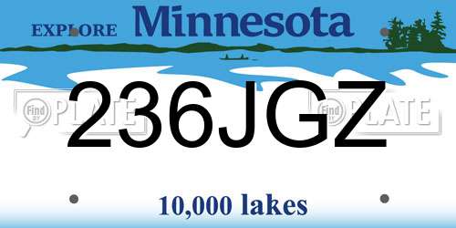 236JGZ Minnesota License Plate
