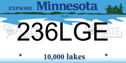 236LGE Minnesota License Plate