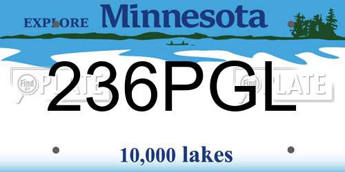 236PGL Minnesota License Plate