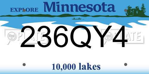 236QY4 Minnesota License Plate