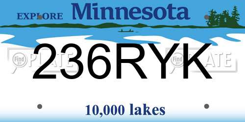 236RYK Minnesota License Plate