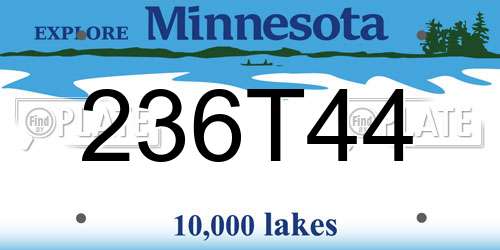 236T44 Minnesota License Plate